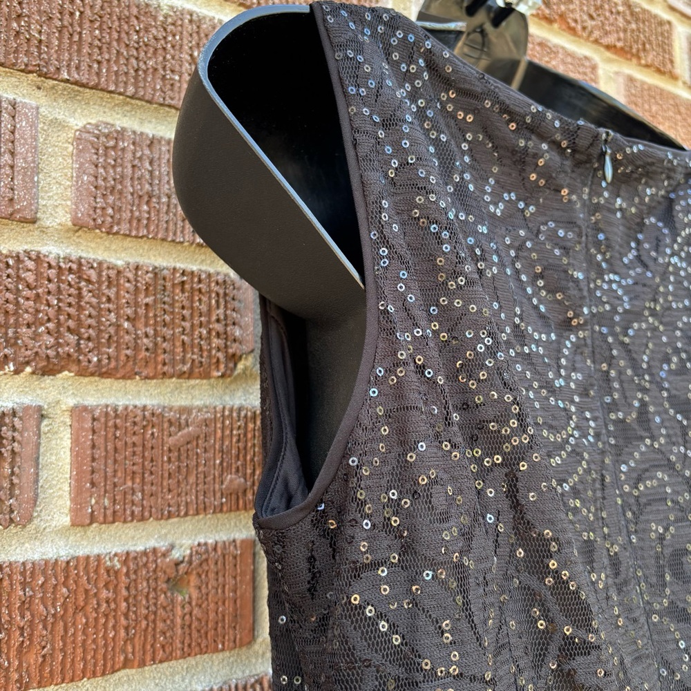 LONDON TIMES Sequin Lace Top Split Leg Jumpsuit in Black Size 8 - Picture 5 of 10